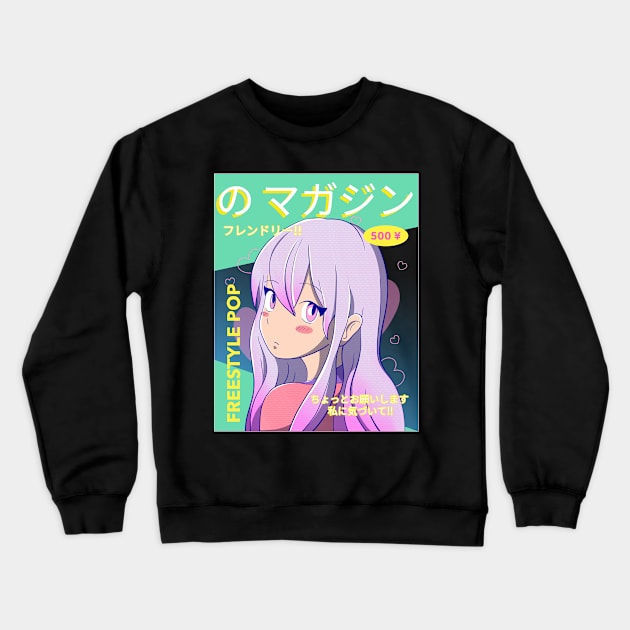 Lovely Anime Girl Crewneck Sweatshirt by Ani-mazing Merch